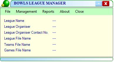 Date: 24-June -11 Page 9 of 15 8 Creating a New League Starting with the main form select 'Blank Start' from the 'File' menu. This creates a league comprising three teams and three games.
