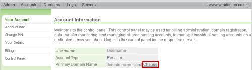 How do I change my primary reseller domain name?