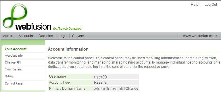 Understanding your Webfusion Resellers Control Panel?