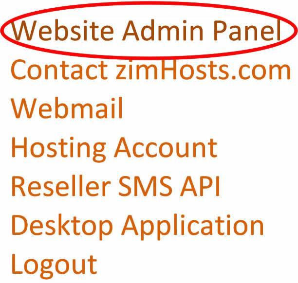 From the user name, click on Website Admin Panel.