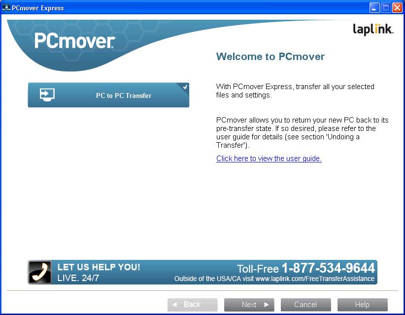 3 2. Welcome to PCmover 4. Connection Method If you see the New Version Available button, click the button to get the latest version of PCmover.