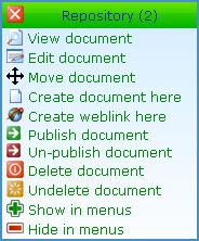 Arranging the documents by dragging You can also drag pages in the tree listing to move them around just click and drag the double arrow icon to the right of the document name in the Site Tree.