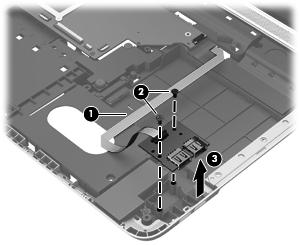 3. Remove the USB board (3) and cable.