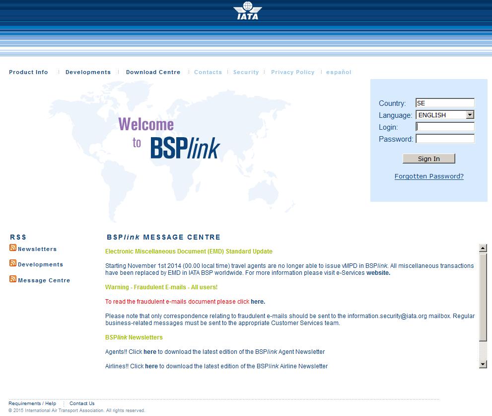 2 Hw t access BSPlink Lg n t BSPlink website by typing: https://www.bsplink.iata.rg 1.