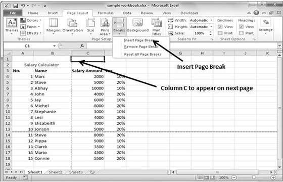 Removing Page Breaks Remove a page break you ve added: Move the cell pointer to the first row beneath the manual page break and then choose