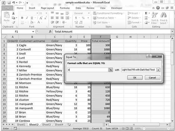 43. Excel Conditional Format Excel 2010 Conditional Formatting MS Excel 2010 Conditional Formatting feature enables you to format a range of values so that the values outside certain limits, are