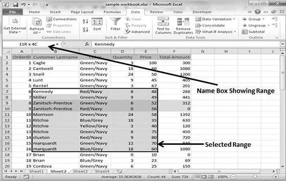 Selecting Complete Rows and Columns When you need to select an entire row or column.