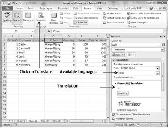 61. Excel Translate Worksheet Excel 2010 Translate Worksheet You can translate the text written in a different language, such as phrases or paragraphs, individual words (by using the Mini