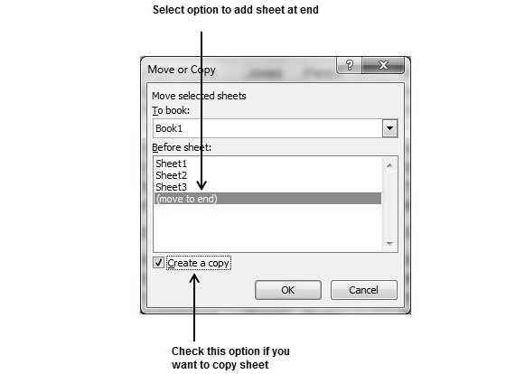 Select Create a Copy Checkbox to create a copy of the current sheet and Before sheet option as (move to end) so