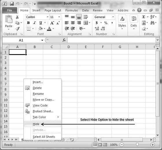 9. Excel Hiding Worksheet Excel 2010 Hiding Worksheet Here is the step to hide a worksheet. Step: Right Click the Sheet Name and select the Hide option.