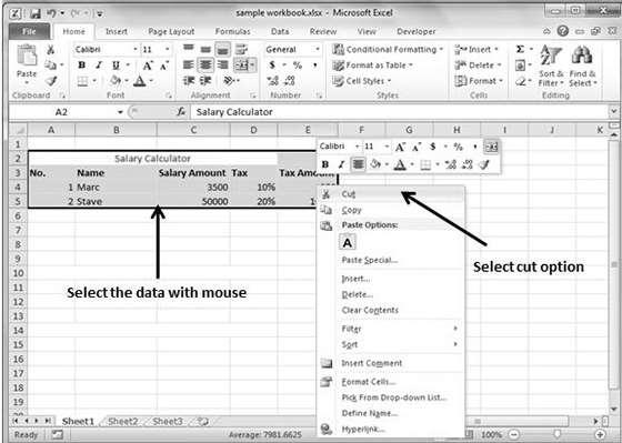 17. Excel Move Data Excel 2010 Let us see how we can Move Data with MS Excel.