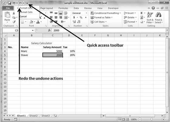 Redo Changes You can again reverse back the action done with undo in Excel by using the Redo command.