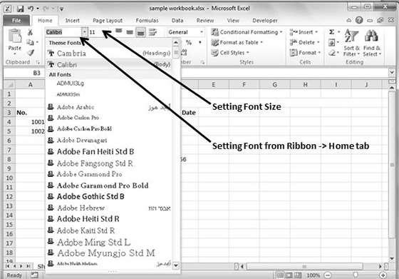 28. Excel Setting Fonts Excel 2010 You can assign any of the fonts that is installed for your printer to cells in a
