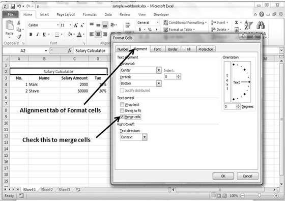 Additional Options The Home» Alignment group» Merge & Center control contains a dropdown list with these additional options: Merge Across: When a multi-row range is selected, this