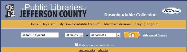 Step C: Click on Advanced Search Step D: Select OverDrive WMA Audiobook format and any other criteria.