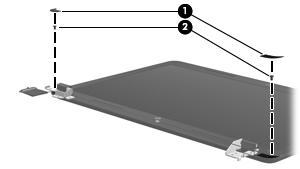 5. If it is necessary to replace the display bezel or any of the display assembly subcomponents: a. Remove the two Mylar screw covers (1) and the two Phillips PM2.5 4.