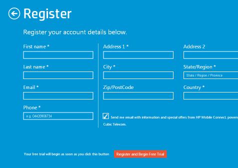 Fig.3 Fig.4 Input your user details and click Register and begin free trial.