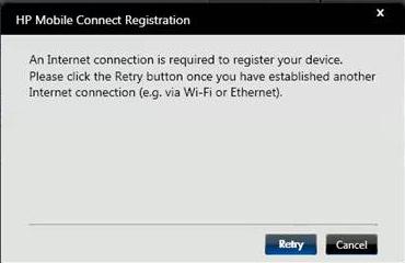 Windows 7 - HP Connection Manager Registration Open the HP Connection Manager and select the Register button to begin the SIM registration process via an Internet connection.