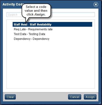 Updating User-Defined Fields and Activity Codes In P6 Team Member Web, a new Codes and UDFs detail panel enables team members to view and update up to 20 activity codes and UDFs.