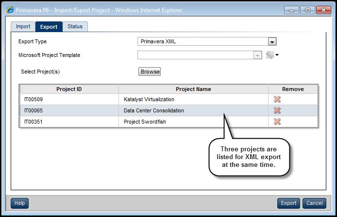 Extended Enterprise XML Import/Export Enhancements P6 R8.3 provides a number of enhancements to its XML import/export functionality.
