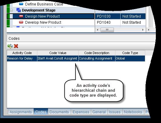 Viewing the Hierarchy for Activity, Project, and Resource Codes Codes are heavily used within organizations.