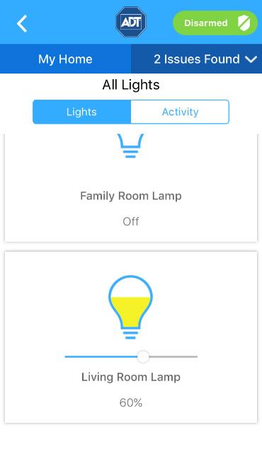 Lights & Switches Activity To view a list of all lights activity, tap Activity at the top of the All Lights screen.