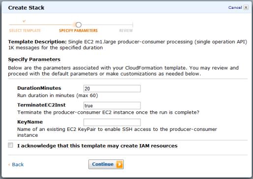 Running the Example 2. If you are prompted, sign in to the AWS Management Console. 3. In the Create Stack wizard, on the Select Template page, click Continue. 4.