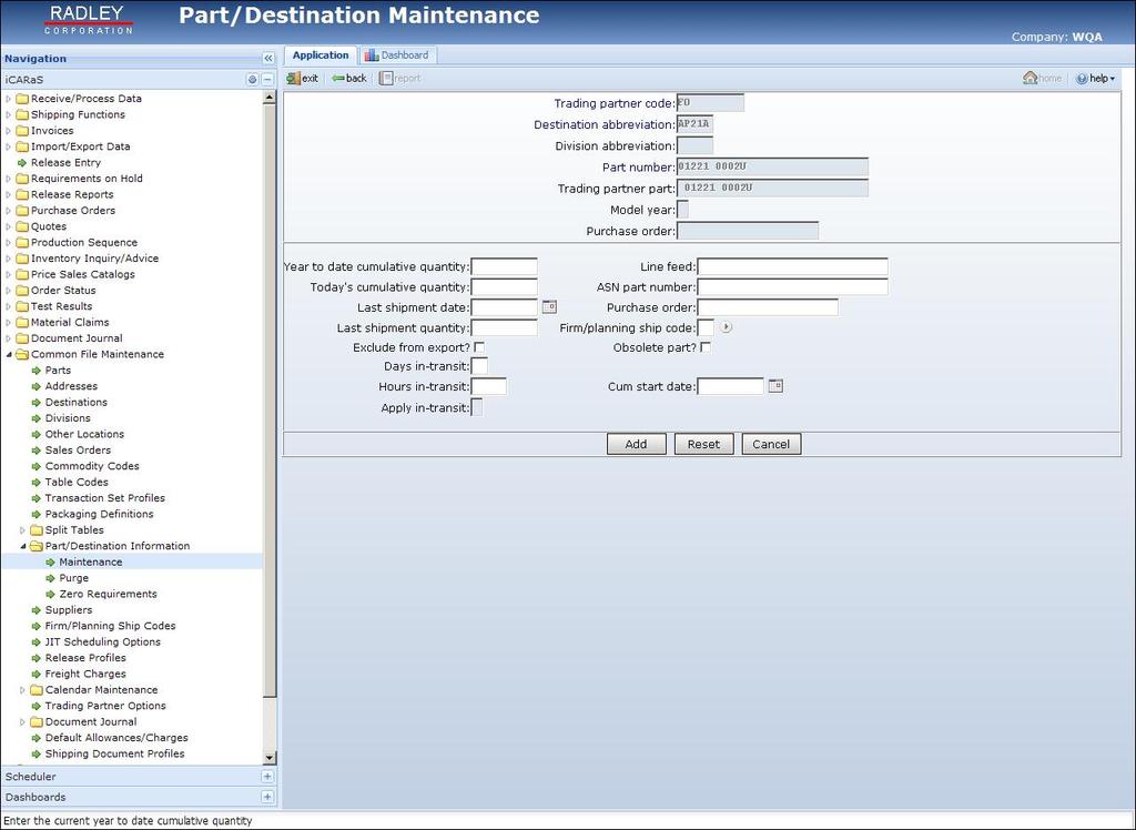 Part/Destination Clean Up Process The Part/Destination record sometimes contains obsolete and/or invalid release data.