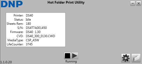 Using Hot Folder Print Utility NOTE: before starting Hot Folder Print Utility, make sure your DS series printer is connected to your printer via USB, and powered on.