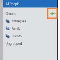 Adding metadata 97 2 In the Groups pane, you can add and organize groups. Click the add button (+) to create a new people group. Three groups Colleagues, Family, and Friends are available by default.
