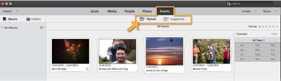 Adding metadata 102 View media files organized by events After you have associated your media files with one or more events, you can easily view these media files organized by events.