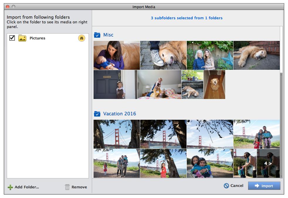 Importing 27 By default, Elements Organizer displays the My Pictures folder (Windows) or the Pictures folder (Mac OS).