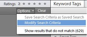 Catalogs, folders, and albums 67 Edit a Saved Search and create a similar Saved Search You can edit the search criteria of a Saved Search. 1 Click the search icon.