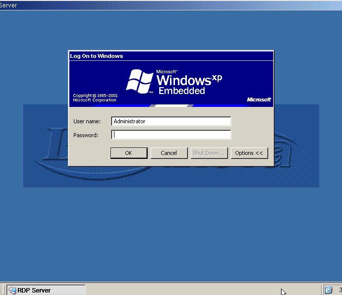 Log On to Windows with proper credentials to get the RDP desktop.