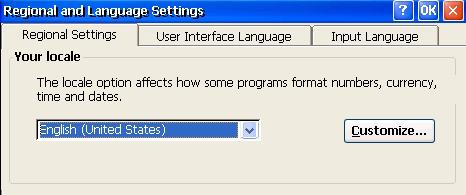 the mouse type, and the default language for the