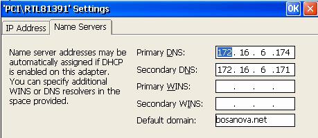 Name Servers tab allows for setting the DNS server to enable the