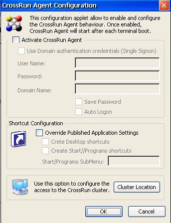 CrossRun Agent Configuration CrossRun is a server product that requires a small client component installed on each device in order to access the Terminal Server.