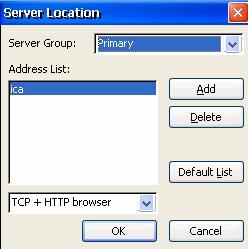 Select Server Location to set