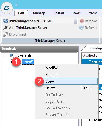 Create a Second Terminal Configuration 1. Click the Terminals icon from the ThinManager tree selector. 2.