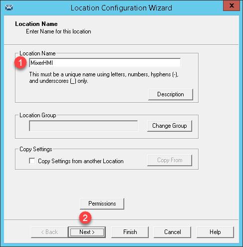 11. From the Location Name page of the Location Configuration Wizard,