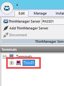 8. You should see the Thin01 terminal under the Terminals node. You can also create Terminal Groups in ThinManager.