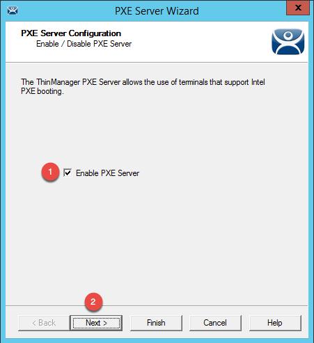 2. Click the Enable PXE Server checkbox.