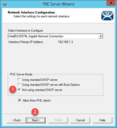 Select the Not using standard DHCP server radio button