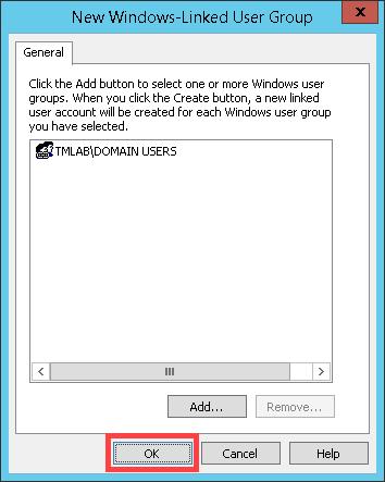 6. From the New Windows-Linked User Group window, you should