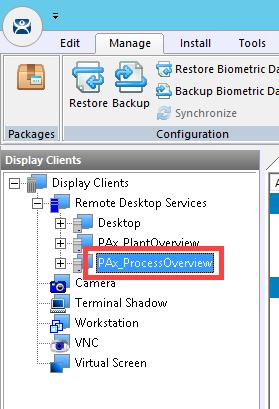 4. Double click the PAx_ProcessOverview Display Client item. 5. From the Client Name page of the wizard, click the Next button. 6.