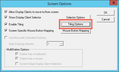 21. Make sure Show Display Client Selector, Enable Tiling, Allow Display Clients to move to/from screen and Screen Specific Mouse Button Mapping checkboxes are checked.