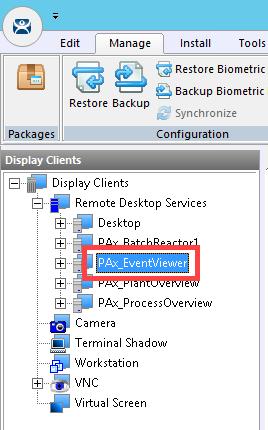 4. Double click the PAx_EventViewer Display Client item. 5. From the Client Name page of the wizard, click the Next button. 6.