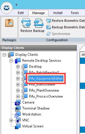3. Double click the PAx_EquipmentEditor Display Client item. 4. From the Client Name page of the wizard, click the Next button. 5.