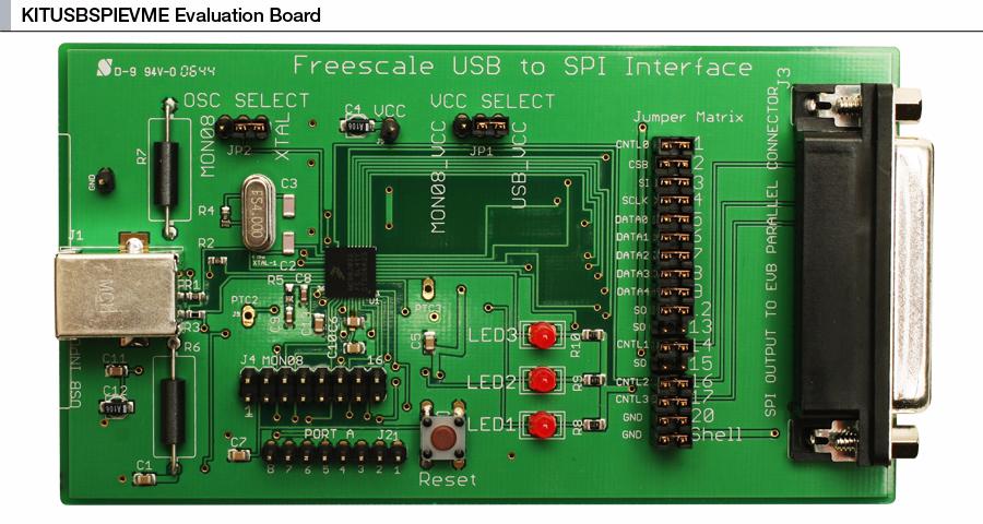 Introduction 4 Introduction The KITUSBSPIEVME board converts from USB to SPI and from USB to parallel data transmission.