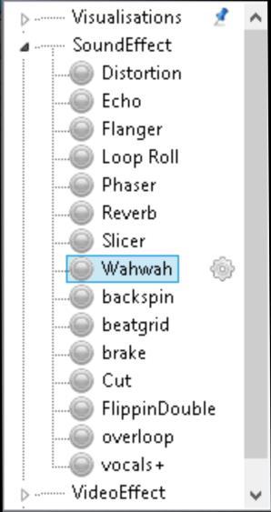 Effect GUI 4 DECKS Click on the button to select an effect from the offered drop-down Effects List, and turn it on/off with the text button.